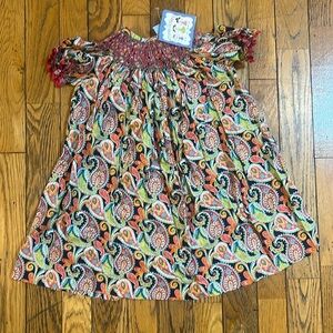 Three sister paisley smocked dress size 3t